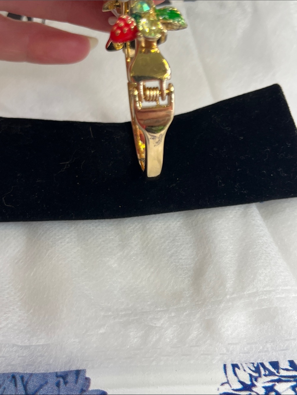 Betsey Johnson Gold Floral & Strawberry Hinged Bangle Bracelet - Multicolor - Picture 6 of 7